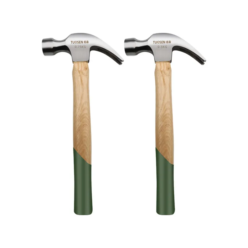 Hardware tools: 0.5kg and 0.75kg wood‑handle claw hammers, construction nail‑pulling hammers, woodworking claw hammers.